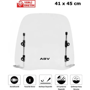 ABV Üniversal Şeffaf Siperlik (41x45 cm) + Bağlantı Ekipmanı (Motosiklet Camı)