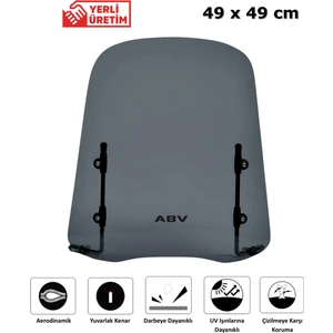 ABV Üniversal Füme Siperlik (49x49 cm) + Bağlantı Ekipmanı (Motosiklet Camı)