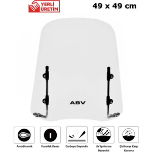 ABV Üniversal Şeffaf Siperlik (49x49 cm) + Bağlantı Ekipmanı (Motosiklet Camı)