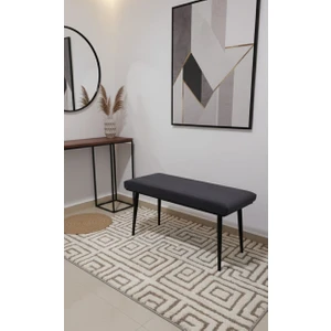 Özcan Mobilya Aksesuar Siyah Metal Ayaklı Metal Kasalı Bench Mutfak Salon Antre Yatak Odası Balkon Puf Bank