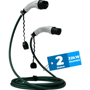 EMEF-22T2-SB-2 22KW Tip 2 Beyaz Soketli 2m Elektrikli Araç Şarj Kablosu