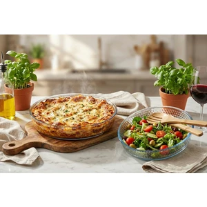 Borart Petek Desenli Yuvarlak Cam Tepsi – İkili Set - 145322