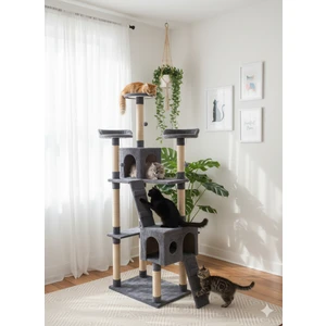 Residence Kedi Tırmalama Evi Antrasit