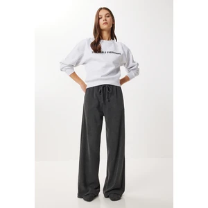 Happiness İstanbul Çok Yumuşak Dokulu Selanik Eşofman Altı LUB0063 Koyu Antrasit