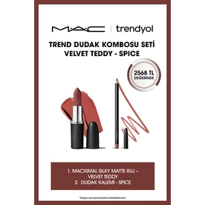 Trend Dudak Kombosu Seti Velvet Teddy - Spice Mat Ruj ve Kalem ile Günlük Kullanım İçin