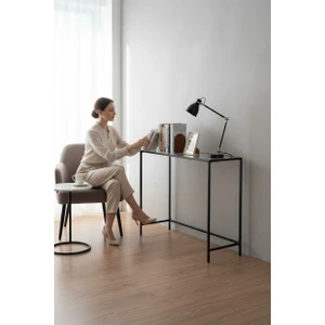 Tolia Home Modern Siyah Renk Şeffaf Temper Camlı Dresuar Metal Konsol