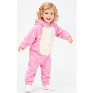 Welsoft Koyu Pembe Tavşan Yumuşak Peluş Fermuarlı Bebek ve Uyku Tulumu - 4 Yaş