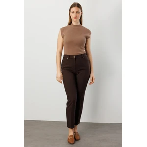 Kadın Büyük Beden Dar Paça Pantolon 1009 Kahverengi