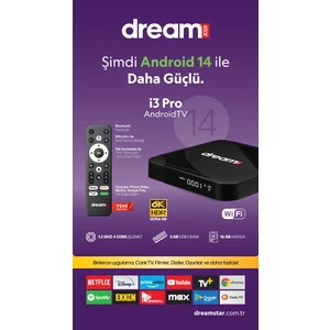 i3 Pro Android TV Box | Android 14 | Ses Komut Desteği | 6K Ultra HD