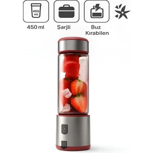 Şarjlı 450 ml 6 Bıçaklı Paslanmaz Çelik Buz Kırabilen Kişisel Blender Smoothie Blender Shakentake