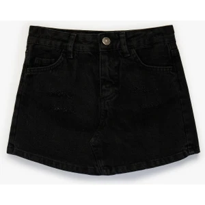 Pamuklu Slim Fit Cepli Denim Şort Etek