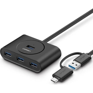 UGREEN USB A/USB C to 4 Port USB 3.0 Hub Çoklayıcı Siyah 1 Metre, 40850