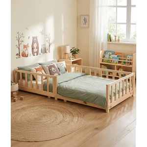 KCB351 Doğal Ahşap Montessori Yer Yatağı 90  x  190  cm  (90  x  200 cm 'YE Dönüştürülebilir)