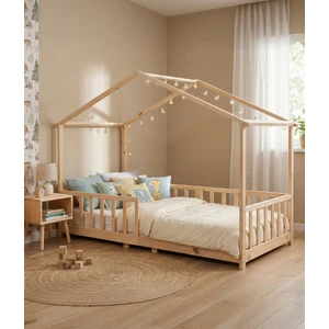 KCB350 Çatılı Yer Yatağına Dönüştürülebilir Montessori Yatak 90  x  190  cm  (90 x 200 cm 'YE Genişletilebilir)