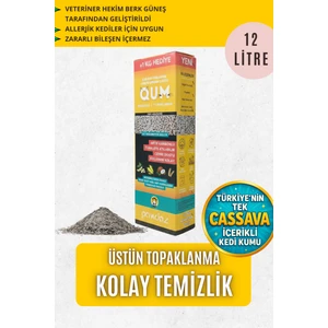 Pawdazqum (12 Litre) - Eve Dağılmayan, Topaklanan, Aktif Karbonlu, Zararsız, Bitkisel Kedi Kumu (Küreksiz)