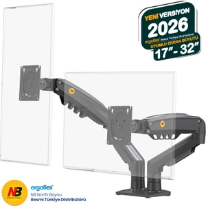 North Bayou NB F160 17-32" Çift Kol 2-9 kg Amortisörlü Monitör Standı 2026 Versiyon