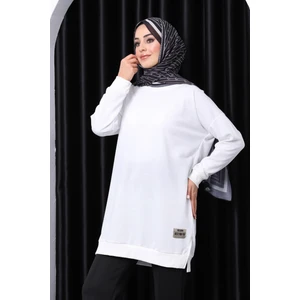 İmaj Butik Ekru Bisiklet Yaka Armalı Tunik