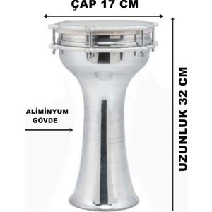 2 Numara Alüminyum Darbuka Yükseklik 32 cm Çap 17 cm