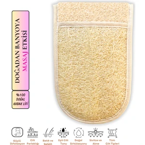 İlaslan Kozmetik %100 Doğal Kabak Eldiven Kese Peeling Cilt Arındırma Siyah Nokta ve Ölü Deri Karşıtı Tüm Cilt Tipleri