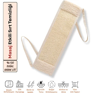 İlaslan Kozmetik %100 Doğal Kabak Lifi Sırt Kesesi Masaj ve Peeling Etkili Uzun Form Tüm Cilt Tipleri