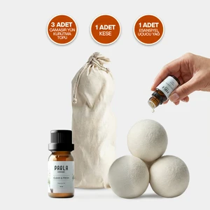 Parla Çamaşır Yün Kurutma Topu ve Koku seti- Doğal Yumuşatıcı - Kurutma Makinesi Için - Büyük Boy - 3 Adet