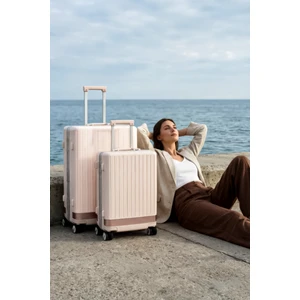 Aura Pc Policarbon 2'li Valiz Seti (Kabin ve Orta) Pembe