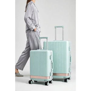 Aura Pc Policarbon 2'li Valiz Seti (Kabin ve Orta) Mavi