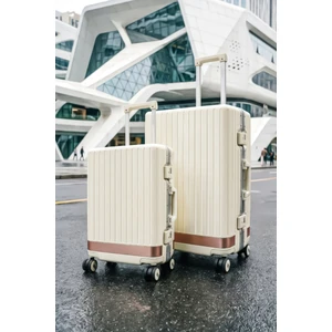 Aura Pc Policarbon 2'li Valiz Seti (Kabin ve Orta) Krem