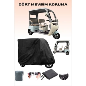 Siyah Kabinli Arora Derya Pro 3teker Brandası  Elektrikli Moped Brandası 4 Mevsim Koruma