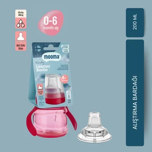 Kindy Damlatmaz Egitici Su Alıştırma Bardağı 200 ml 6 Ay - Red