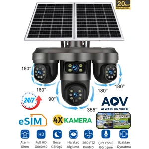 SNR-1 Solar Güvenlik Kamerası Türkçe 4G Sim Kartlı PTZ Hareketli Gece Görüşlü Güneş Panelli Kamera