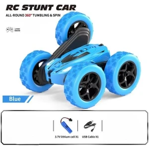 Hak-İş Oyuncak Oyuncak Uzaktan Kumandalı Takla Atan Araba 360 Derece Döner Full Fonksiyonlu Süper Hız Çocuk Oyuncak Mavi