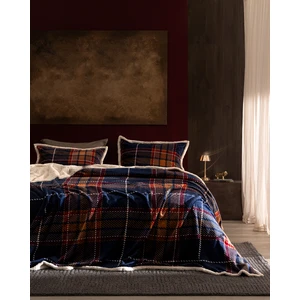 Madame Coco Galon Çift Kişilik Sherpa Yatak Örtüsü - Lacivert