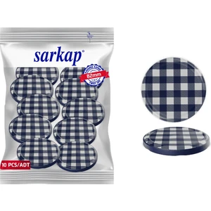 Hijyenik Paketli 10 Adet Kavanoz Kapağı - Lacivert Kuşak Ekose - 82mm