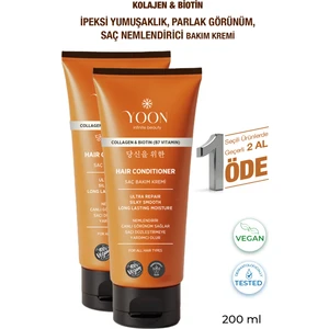 2'li Biotin B7 ve Kolajen İçeren Vegan Saç Kremi Besleyici ve Onarıcı Saç Bakım Kremi 2 Adet x 200ML
