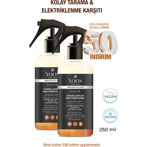 2'li Kolay Tarama Elektriklenme Karşıtı Kolajen ve Kerantinli Vegan Saç Bakım Spreyi 2 Adet x 250ML