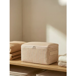 Küçük Boy Çizgi Desen Baskılı Krem Baza Altı Bavul içi Düzenleyici Organizer 30X20X15 cm