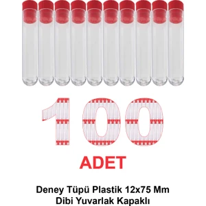 Deney Tüpü Plastik 12x75 mm / Dibi Yuvarlak Kapaklı X 100 Adet
