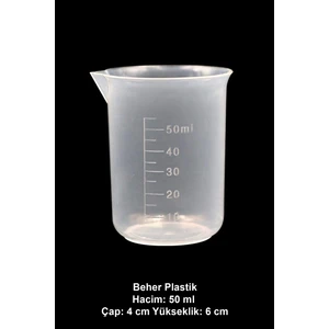 Beher Plastik 50 ml / Ölçü Kabı Şeffaf