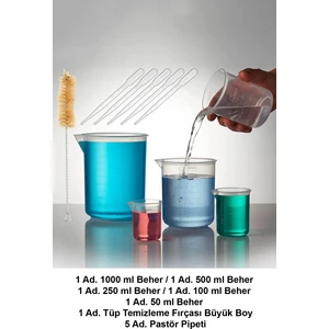 Beher SET Plastik / Şeffaf (Beher + Paspör Pipeti + Tüp Temizleme Fırçası Büyük Boy)