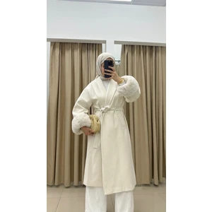 Kürklü Kaşe Uzun Kaban - Taş