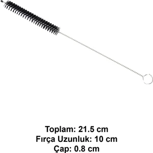 Tüp Temizleme Fırçası Kanül (Siyah) 21.5 cm / Çap: Ø 0.8 cm