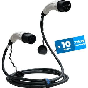 EMEF-22T2-SB-10 22KW Tip 2 Beyaz Soketli 10M Elektrikli Araç Şarj Kablosu