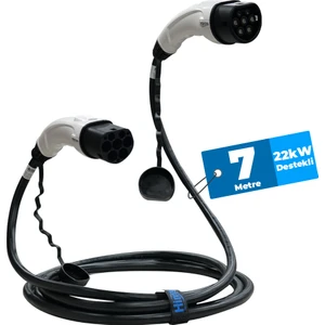 EMEF-22T2-SB-7 22KW Tip 2 Beyaz Soketli 7m Elektrikli Araç Şarj Kablosu