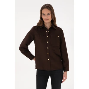 U.s. Polo Assn. Kadın Kahverengi Gömlek Desenli 50317242-VR029