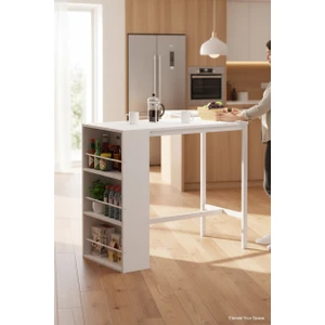 Tolia Home Raflı Metal Ayaklı Mutfak Masası Bar Masası Çok Amaçlı Masa Çalışma Masası