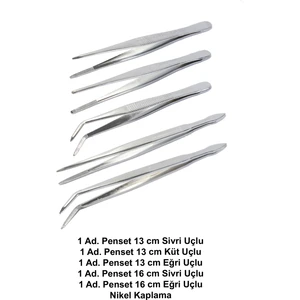Penset 13 cm Ve 16 cm 5’li Set Nikel Kaplama