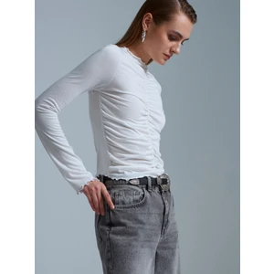 32112 Büzgülü Top-Ekru