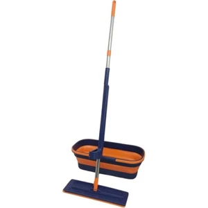 Çevre Dostu Düz Paspas Yeniden Kullanılabilir Kovalı Kendinden Sıkmalı Mikrofiber Pedler Islak ve Kuru Zemin Temizleme Mopu