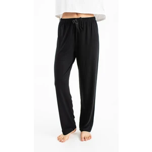 Kadın Siyah Düz Viskon Pijama Alt